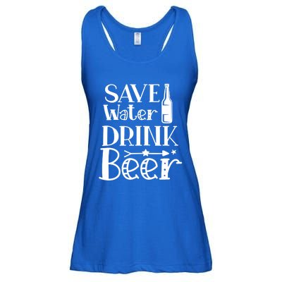 Funny Save Water Beer Quote With A Bottle Illustration Great Gift Ladies Essential Flowy Tank