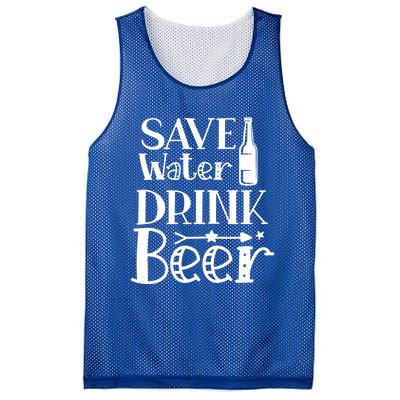 Funny Save Water Beer Quote With A Bottle Illustration Great Gift Mesh Reversible Basketball Jersey Tank