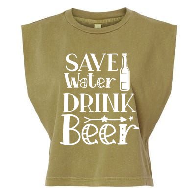 Funny Save Water Beer Quote With A Bottle Illustration Great Gift Garment-Dyed Women's Muscle Tee