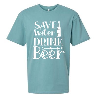 Funny Save Water Beer Quote With A Bottle Illustration Great Gift Sueded Cloud Jersey T-Shirt