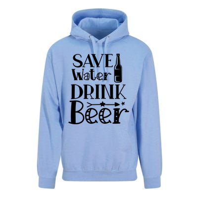 Funny Save Water Beer Quote With A Bottle Illustration Great Gift Unisex Surf Hoodie