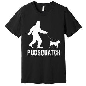 Funny Sasquatch Walking Pug Dog Bigfoot Lover Cute Pugs Gift  Premium T-Shirt