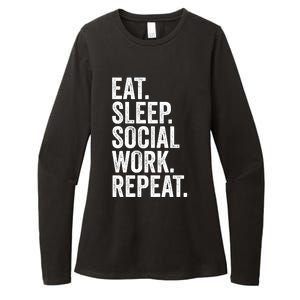 Funny Social Worker Gift Eat Sleep Social Work Repeat Gift Womens CVC Long Sleeve Shirt