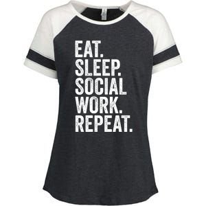 Funny Social Worker Gift Eat Sleep Social Work Repeat Gift Enza Ladies Jersey Colorblock Tee