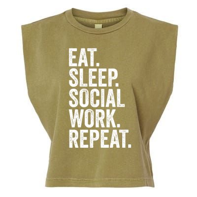 Funny Social Worker Gift Eat Sleep Social Work Repeat Gift Garment-Dyed Women's Muscle Tee