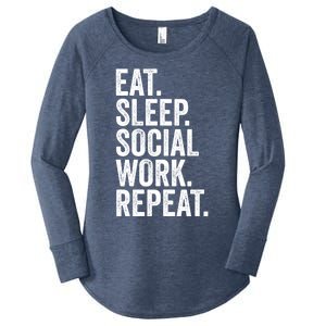 Funny Social Worker Gift Eat Sleep Social Work Repeat Gift Women's Perfect Tri Tunic Long Sleeve Shirt