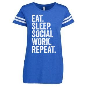 Funny Social Worker Gift Eat Sleep Social Work Repeat Gift Enza Ladies Jersey Football T-Shirt