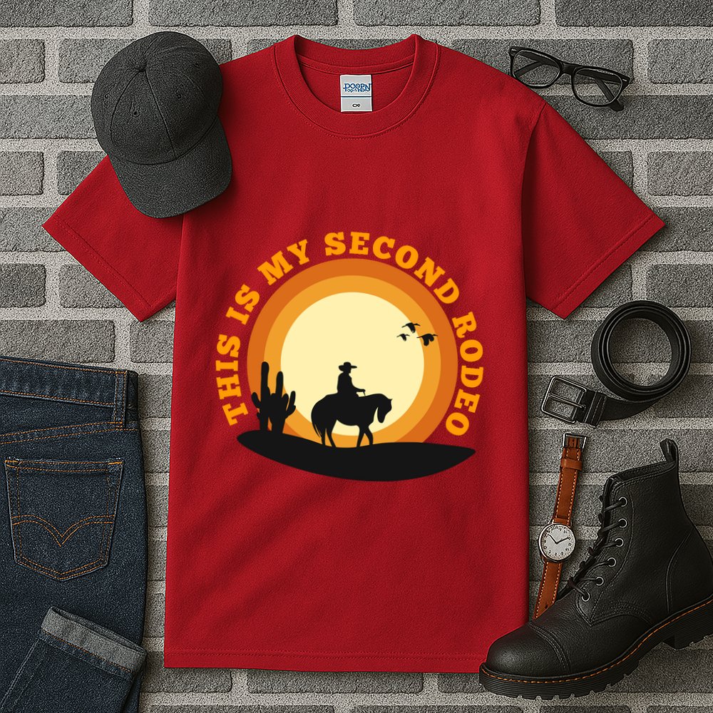 Funny Sarcastic Western This Is My Second Rodeo Cowboy Tall T-Shirt