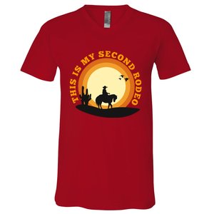 Funny Sarcastic Western This Is My Second Rodeo Cowboy V-Neck T-Shirt