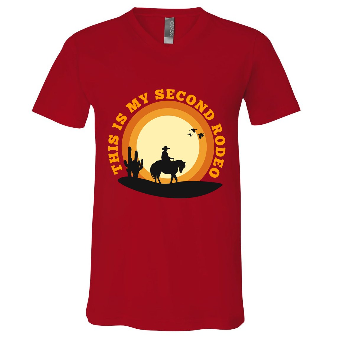 Funny Sarcastic Western This Is My Second Rodeo Cowboy V-Neck T-Shirt