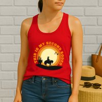 Funny Sarcastic Western This Is My Second Rodeo Cowboy Womens Tank Top