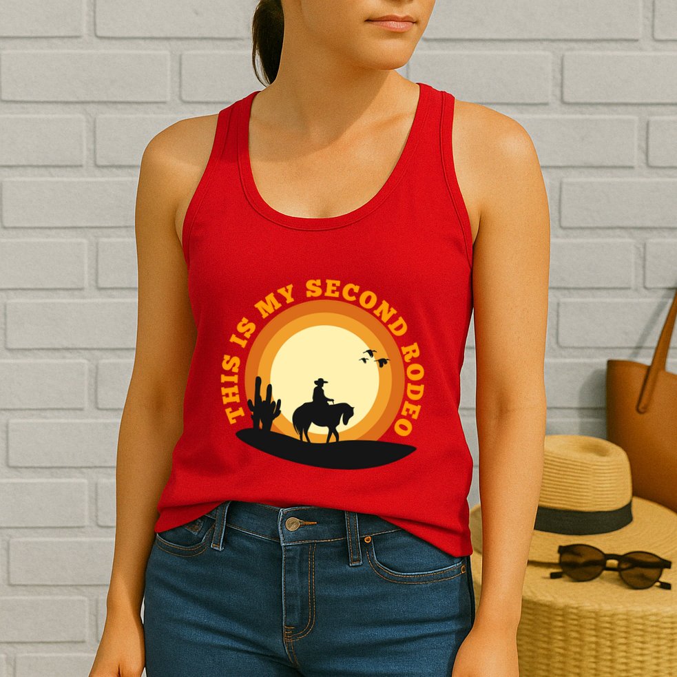Funny Sarcastic Western This Is My Second Rodeo Cowboy Womens Tank Top
