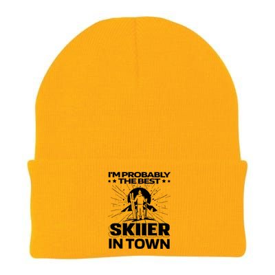 Funny Skiing Winter Sports Cool Gift Ski Skier Gift Knit Cap Winter Beanie