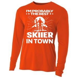 Funny Skiing Winter Sports Cool Gift Ski Skier Gift Cooling Performance Long Sleeve Crew