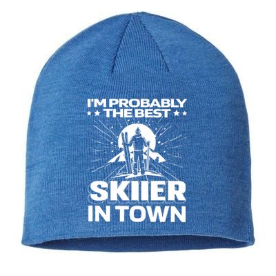 Funny Skiing Winter Sports Cool Gift Ski Skier Gift Sustainable Beanie