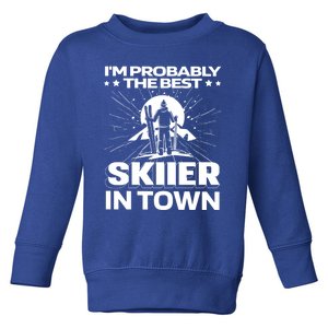 Funny Skiing Winter Sports Cool Gift Ski Skier Gift Toddler Sweatshirt