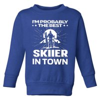 Funny Skiing Winter Sports Cool Gift Ski Skier Gift Toddler Sweatshirt