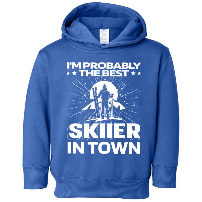 Funny Skiing Winter Sports Cool Gift Ski Skier Gift Toddler Hoodie