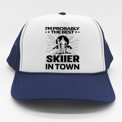 Funny Skiing Winter Sports Cool Gift Ski Skier Gift Trucker Hat