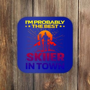 Funny Skiing Winter Sports Great Gift Ski Skier Gift Coaster