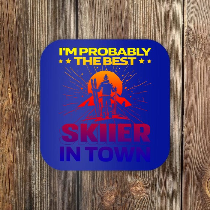 Funny Skiing Winter Sports Great Gift Ski Skier Gift Coaster