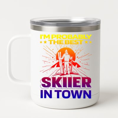 Funny Skiing Winter Sports Great Gift Ski Skier Gift 12 oz Stainless Steel Tumbler Cup