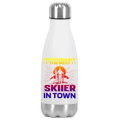 Funny Skiing Winter Sports Great Gift Ski Skier Gift Stainless Steel Insulated Water Bottle