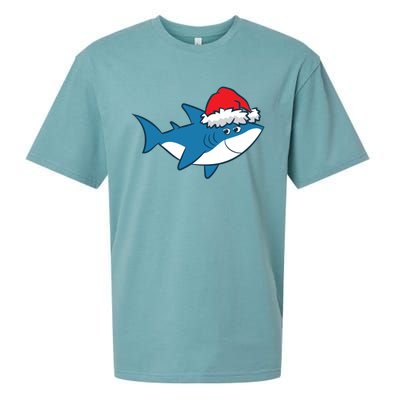 Funny Shark With Santa Hat Cute Shark Love Sharks Christmas Gift Sueded Cloud Jersey T-Shirt