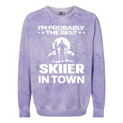 Funny Skiing Winter Sports Cool Gift Ski Skier Funny Gift Colorblast Crewneck Sweatshirt