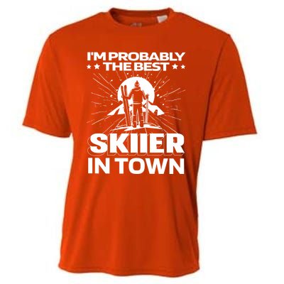 Funny Skiing Winter Sports Cool Gift Ski Skier Funny Gift Cooling Performance Crew T-Shirt