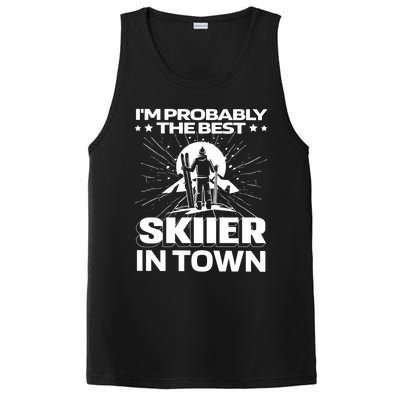 Funny Skiing Winter Sports Cool Gift Ski Skier Funny Gift PosiCharge Competitor Tank