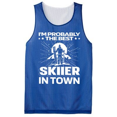 Funny Skiing Winter Sports Cool Gift Ski Skier Funny Gift Mesh Reversible Basketball Jersey Tank