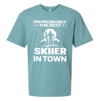 Funny Skiing Winter Sports Cool Gift Ski Skier Funny Gift Sueded Cloud Jersey T-Shirt