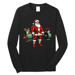 Funny santa Weightlifting christmas santa deadlifting Long Sleeve Shirt