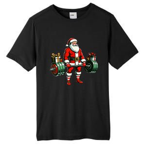 Funny santa Weightlifting christmas santa deadlifting Tall Fusion ChromaSoft Performance T-Shirt