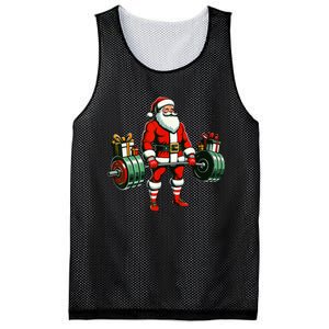 Funny santa Weightlifting christmas santa deadlifting Mesh Reversible Basketball Jersey Tank