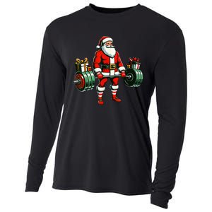 Funny santa Weightlifting christmas santa deadlifting Cooling Performance Long Sleeve Crew