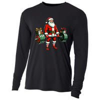 Funny santa Weightlifting christmas santa deadlifting Cooling Performance Long Sleeve Crew