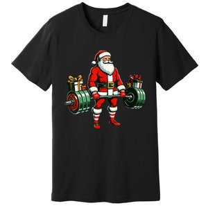 Funny santa Weightlifting christmas santa deadlifting Premium T-Shirt