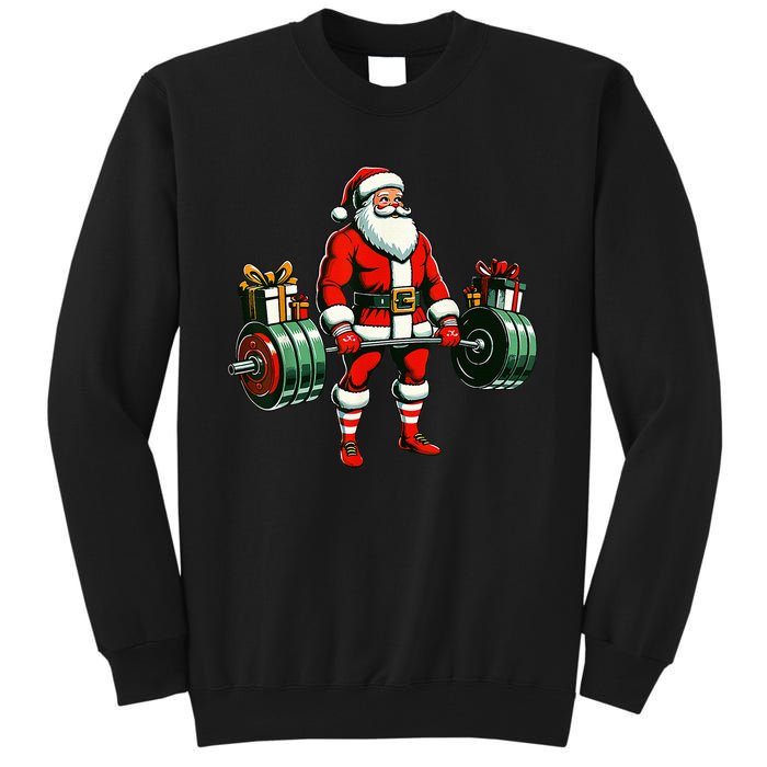 Funny santa Weightlifting christmas santa deadlifting Tall Sweatshirt