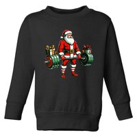 Funny santa Weightlifting christmas santa deadlifting Toddler Sweatshirt