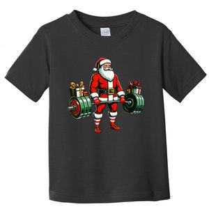 Funny santa Weightlifting christmas santa deadlifting Toddler T-Shirt