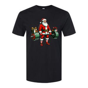 Funny santa Weightlifting christmas santa deadlifting Softstyle CVC T-Shirt