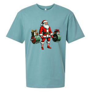 Funny santa Weightlifting christmas santa deadlifting Sueded Cloud Jersey T-Shirt