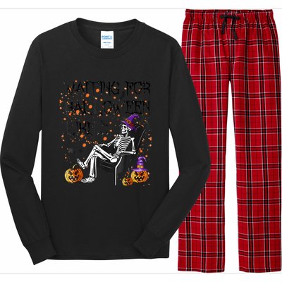 Funny Skeleton Waiting For Halloween Long Sleeve Pajama Set