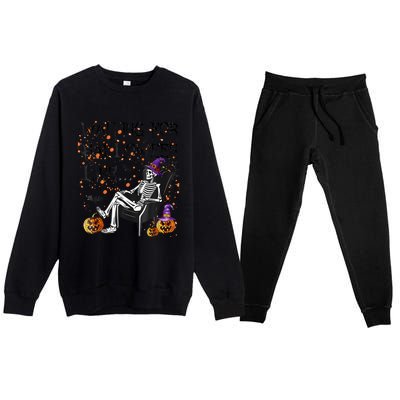 Funny Skeleton Waiting For Halloween Premium Crewneck Sweatsuit Set