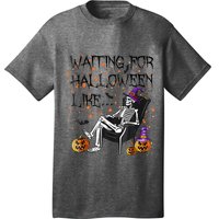 Funny Skeleton Waiting For Halloween T-Shirt