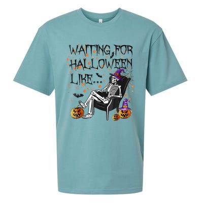 Funny Skeleton Waiting For Halloween Sueded Cloud Jersey T-Shirt