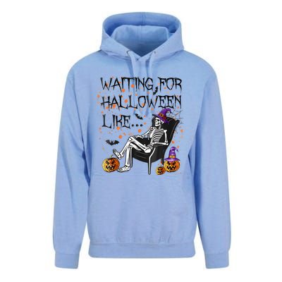 Funny Skeleton Waiting For Halloween Unisex Surf Hoodie