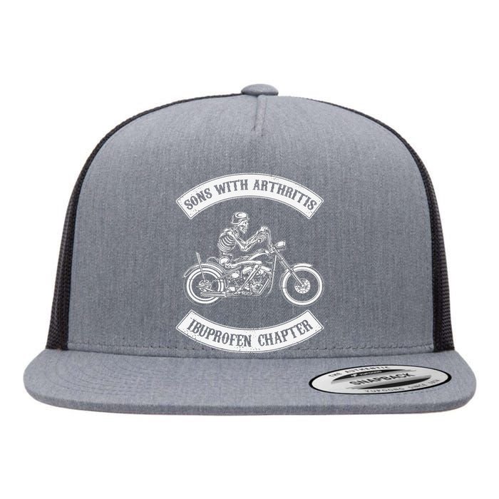 Funny Sons With Arthritis Ibuprofen Chapter Biker Skull Flat Bill Trucker Hat